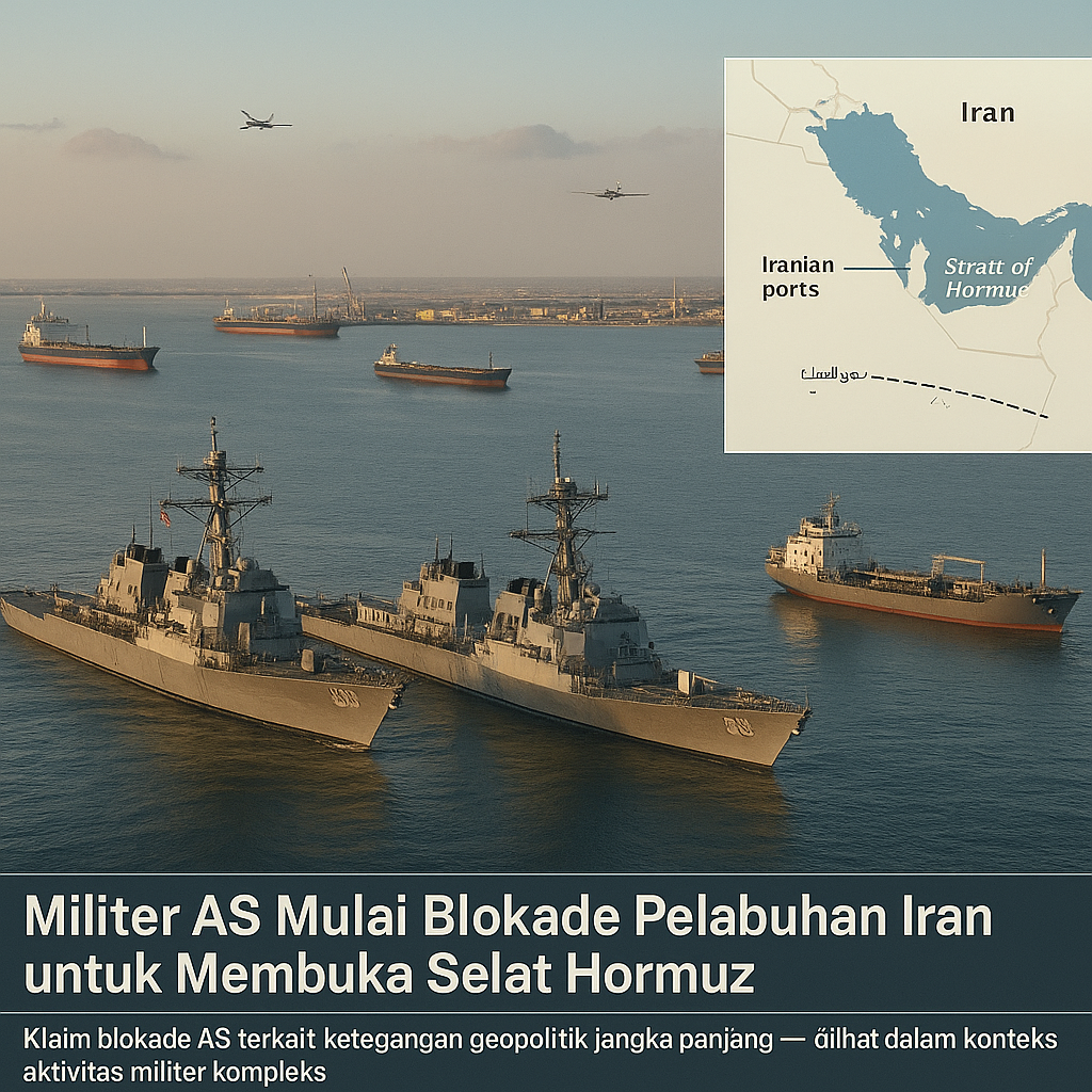 Militer AS Mulai Blokade Pelabuhan Iran untuk Membuka Selat Hormuz